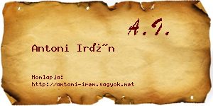 Antoni Irén névjegykártya